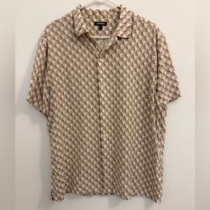 Express Men's Casual Geometric Brown Shirt